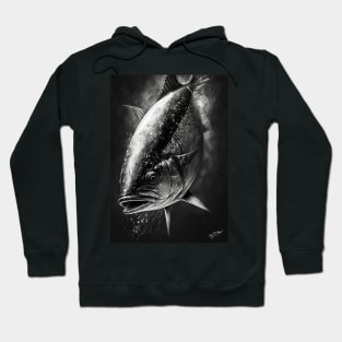 Tuna Swimming India Ink On Black Hoodie